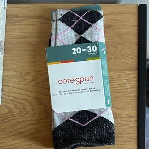 Argyle Compression Socks - Black, Gray, and Pink